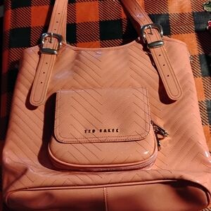 Ted Baker Bright Coral Women's Handbag Shoulder Bag PVC Floral Lining Large NWOT